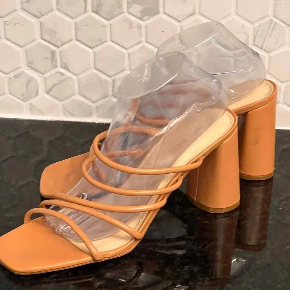 Nine West Glowy Women's size 11 M Heel Sandals‎ Multi Strap Square Toe Shoes New